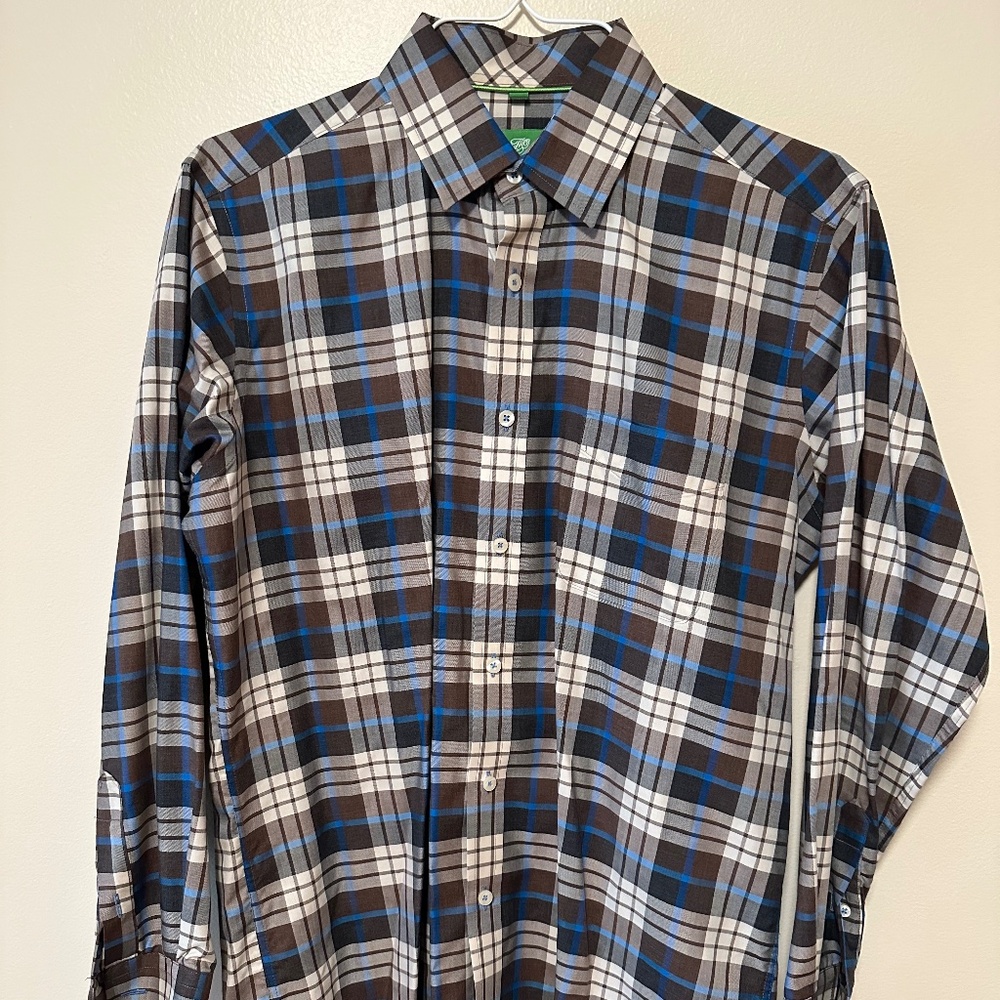 Forsyth of Canada Brown and Blue Dress Shirt